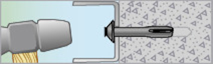 Illustration av en inskruvad ankarbult i betongvägg, sedd i genomskärning.