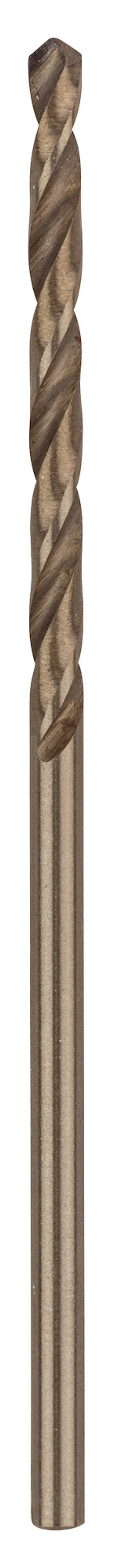 Metallborr med spiralspår och spetsig ände, avsett för borrning.