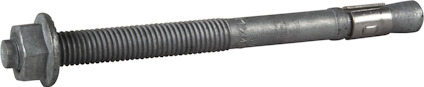 Expanderbult i metall med gängat parti och en mutter.