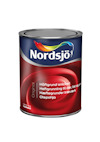 Färgbehållare med Nordsjö logotyp. Text: "Häftgrund snickeri", "Hæftegrunning til dør, list og panel", "Hæftegrund træværk".