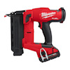 Röd och svart dyckertpistol med handtag och magasin, märkt "Milwaukee FUEL".