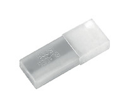 Transparent plastbehållare med texten "BLADES 5PCS" på locket.