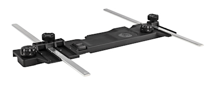 Svart och silverfärgad mätanordning med två justerbara metallarmar och rattar.