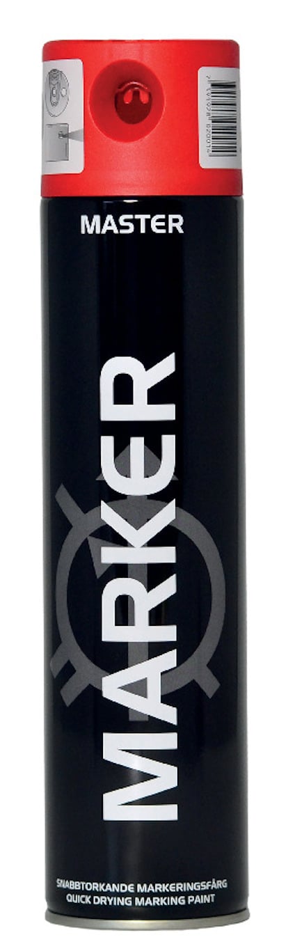 Sprayburk med texten "MASTER MARKER" och röd kork.