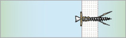 Ritning av mollyplugg infäst i en vägg.