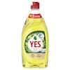 Flaska med Yes diskmedel, citron, med etikett om att spara energi. Gul vätska, röd kork.