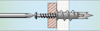 Diagram av en genomskärning av en väggankare och skruv monterad i väggen.