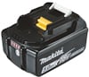 Batteri av märket Makita, 18V, 5.0Ah, litiumjon-teknologi med gul och vit kontakt.