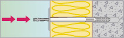 Diagram över en betongström med en röd pil, gula mönster och grå geometriska former.