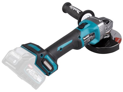 Vinkelslip av märket Makita med blå och svarta detaljer, saknar batteri.