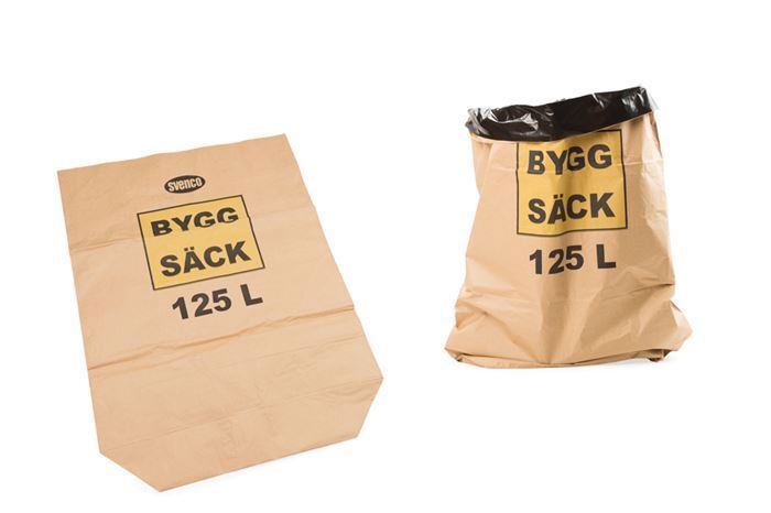 PAPPERSSÄCK 125 L, BYGGSÄCKEN 1 BLAD, INNERSÄCK AV TRANSP PE - TECCA