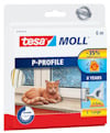 Förpackning för tesa Moll P-Profile tätningslist, med bild av en katt vid ett fönster och text om energibesparing.