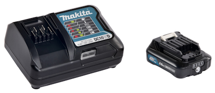 Makita batteriladdare DC10WD och ett uppladdningsbart batteri 10.8V 2.0Ah.
