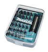Bitssats i plastlåda med genomskinligt lock, innehåller flera olika bits och en bitshållare. Märkt "Makita".