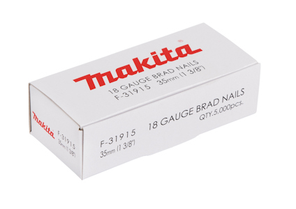 Låda med Makita 18 gauge brad nails, 35mm (1 3/8"), 5000 st.