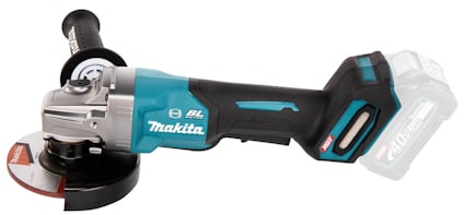 Sladdlös vinkelslip med blått och svart handtag, "Makita" och "40V Max XGT" text på batteriet.