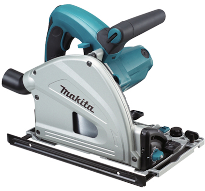Cirkelsåg med grön och svart design. Text: "Makita".