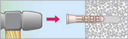 Illustration av hur en skruvanker borras in i betong.