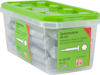 Plastlåda med grönt lock innehållande sexkantsskruvar ISO 4014, storlek M 10x120, 25 st.