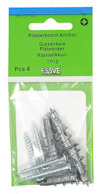 Förpackning med 4 gipsskruvar från Essve, art.nr 511643, grönt och vitt etikett.
