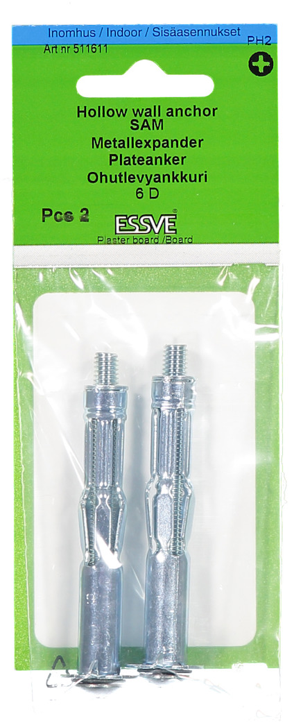 Förpackning med två metallexpander för gipsväggar från ESSVE.