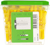 Transparent burk med gula plastpluggar, etikett med specifikationer: L: 25, dk: 4-5, T: 5,5, R: 25, ESSVE logotyp.