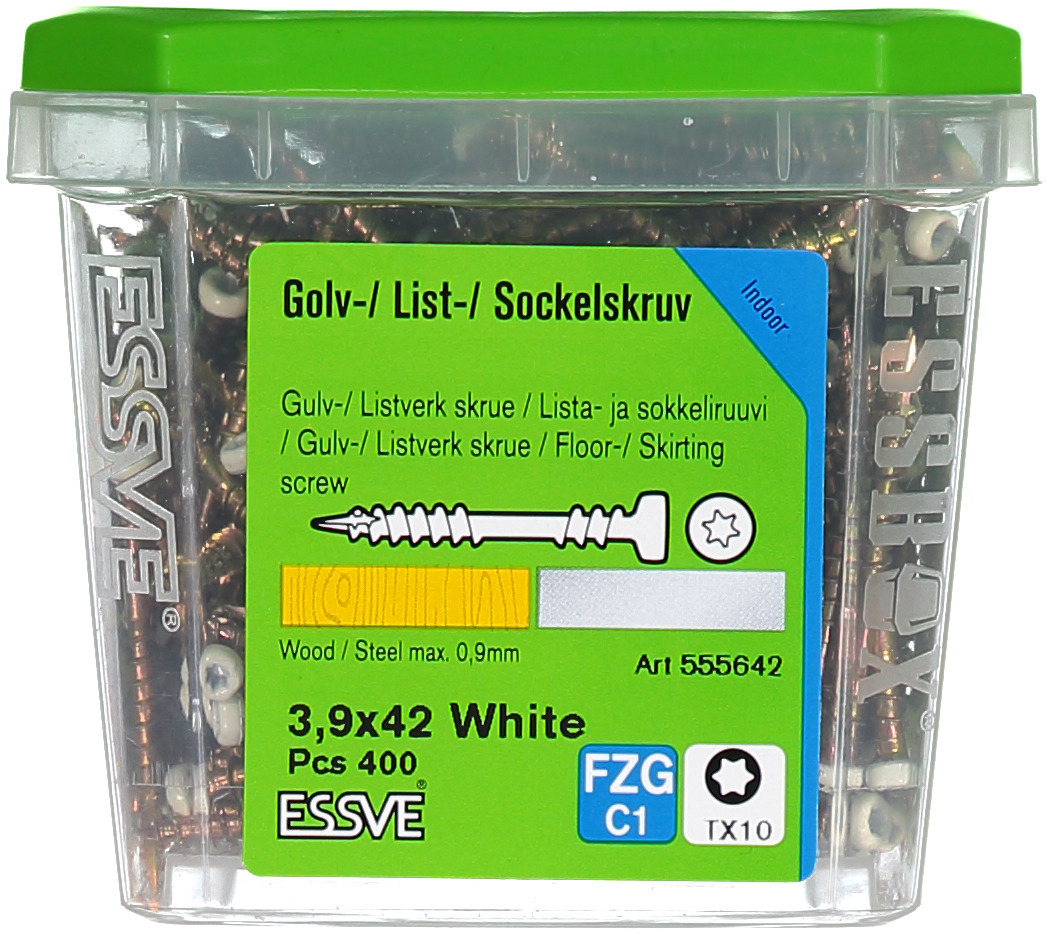 SOCKELSKRUV TX10 VITLACKERAD 3,9X42 400ST - ESSVE