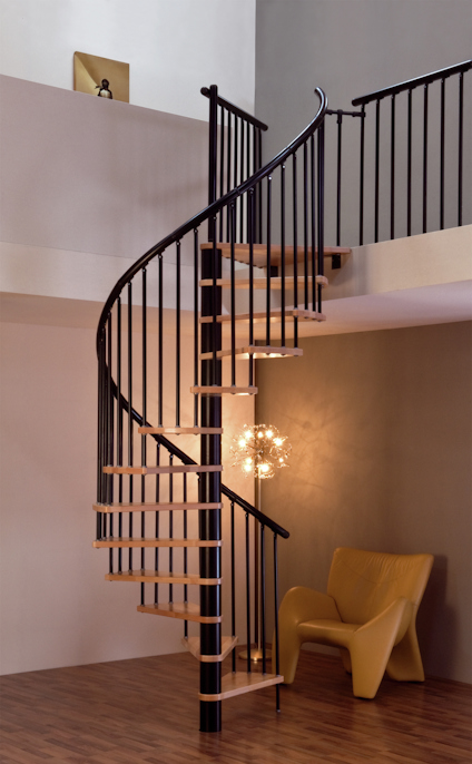 SPIRALTRAPPA EURO DESIGN BOK 1200 MM SVART