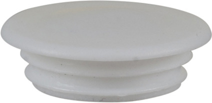 Vitt täcklock med en rund och slät ovansida och ribbad undersida.