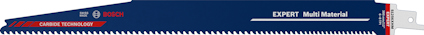 Tigersågblad Bosch, blå med röda och vita detaljer, märkta "EXPERT Multi Material".