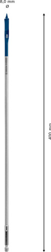 Blå och silver teleskopstång, längd 400 mm, diameter 8 mm.