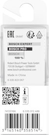 Förpackning med EAC-märkning och Bosch-logotyper, innehållande kontaktinformation och streckkod.