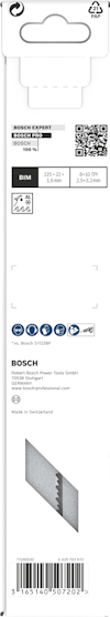 Förpackning av Bosch sticksågblad, med produktdetaljer och streckkod.