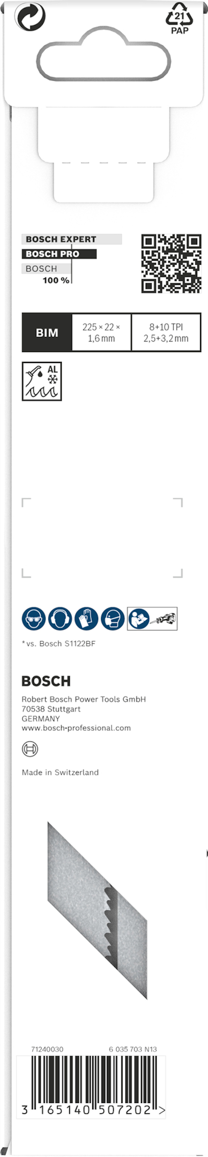 Förpackning av Bosch sticksågblad, med produktdetaljer och streckkod.