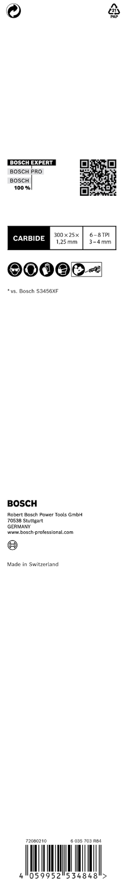 Förpackning med Bosch stavmixer, text och streckkod synliga.