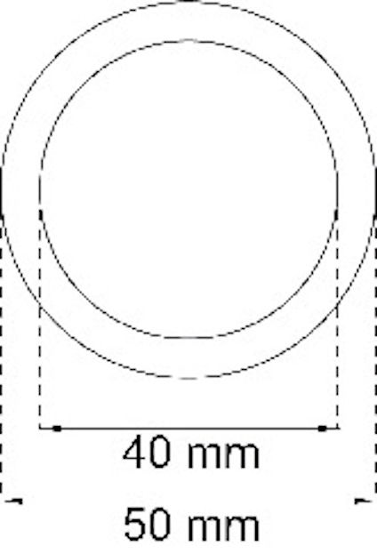 Teknisk ritning av en cirkel med inre diameter 40 mm och yttre diameter 50 mm.