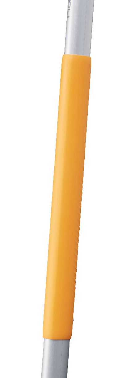 Metallstång med orange grepp.